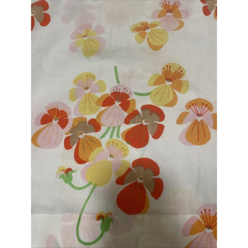 Vintage 60s SEARS ROEBUCK Bright Mod Colorful Boho Panises Print Pillowcase